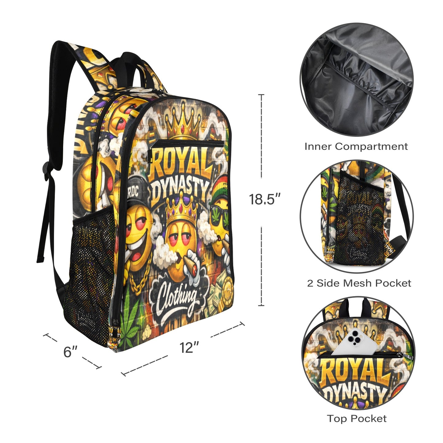 RDC LIT EMOJI RASTA All Over Print Leisure Sports Backpack