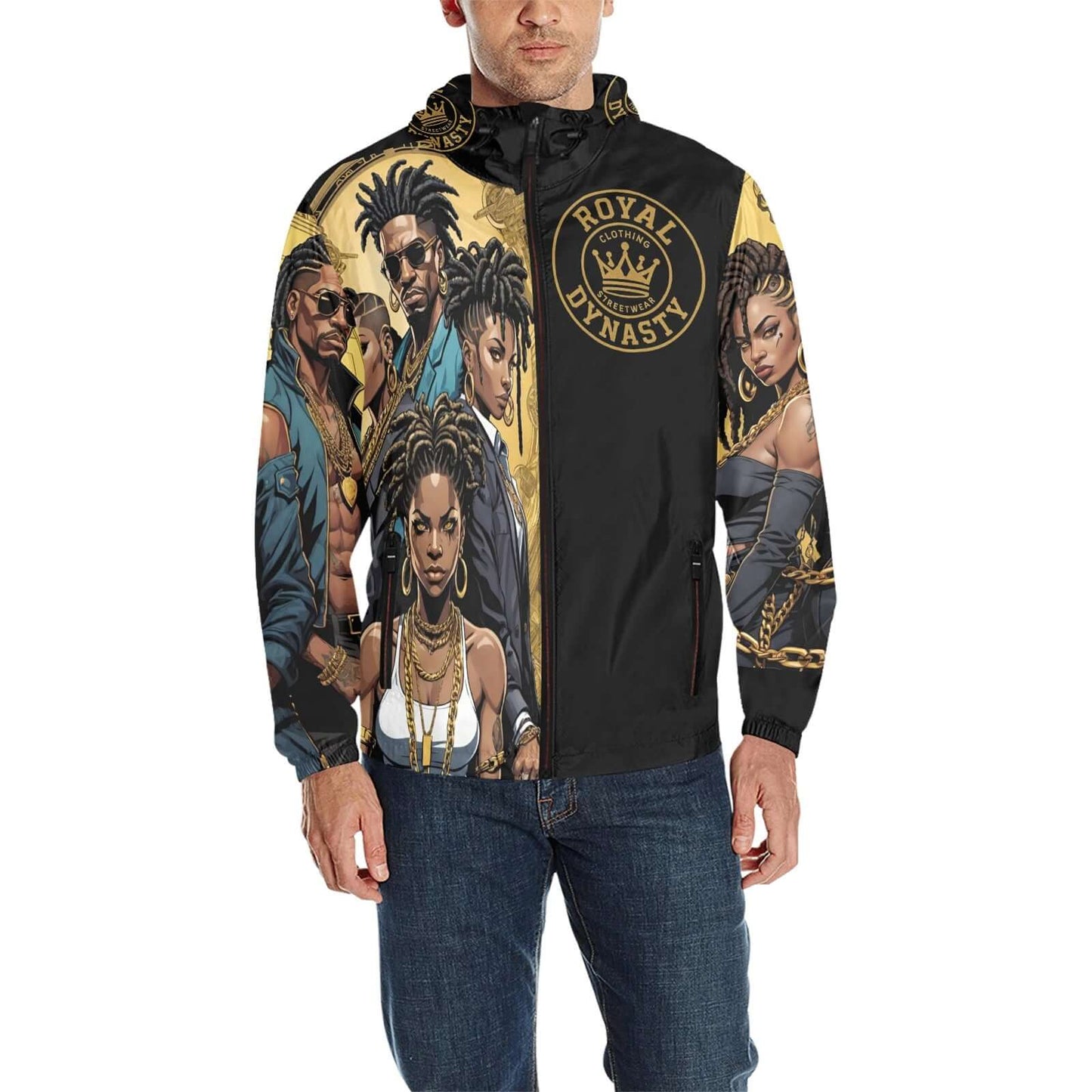 ROYAL DYNASTY 1 Men's All Over Print Quilted Windbreaker(Model H35)