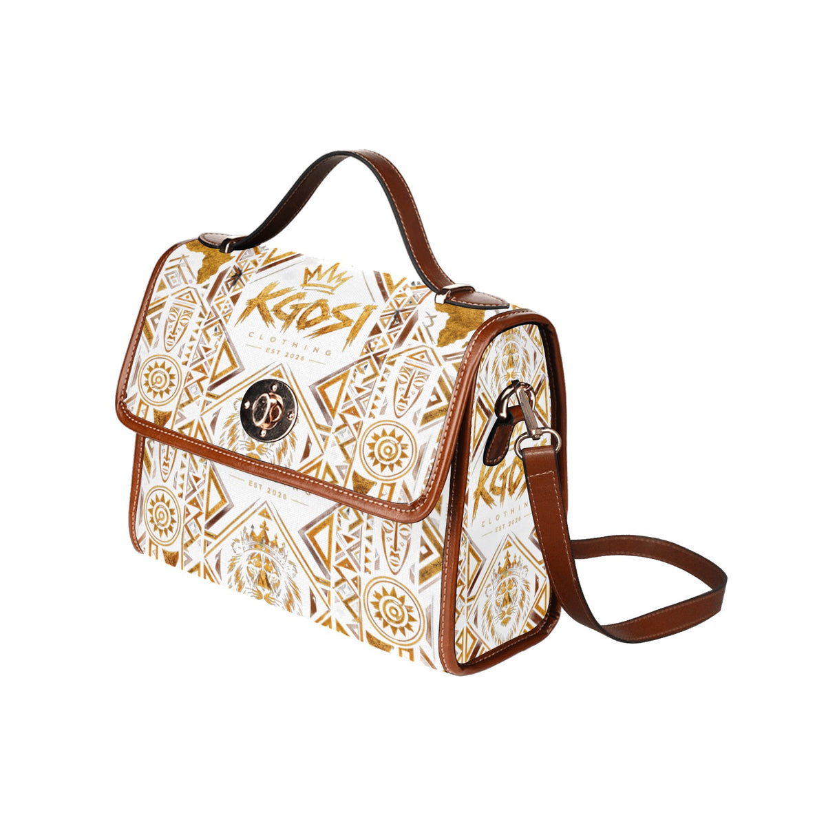 KGOSI LUXURY Waterproof Canvas Bag-Brown (All Over Print) (1641)