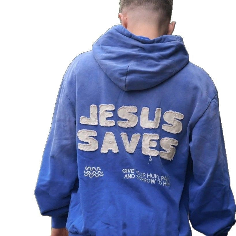 Jesus saves drop-shoulder Sleeve Hoodie Sweater