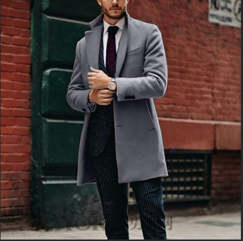 Men's mid-length double-sided wool coat