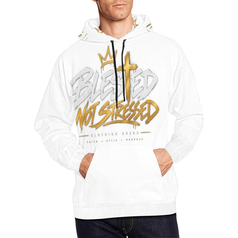 Blessed Not Stressed Men's Graphic Drawstring Hoodie