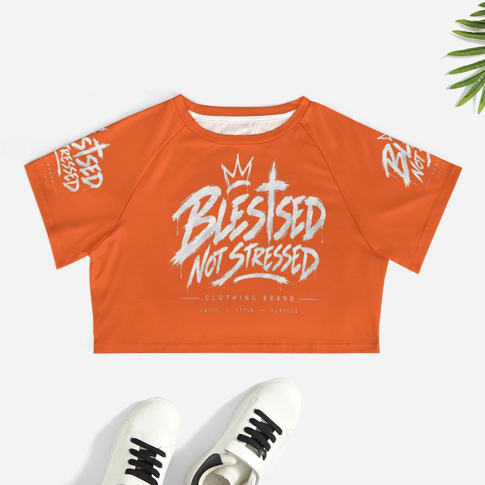 Blessed Not Stressed Women's Short Sleeve Crop Top