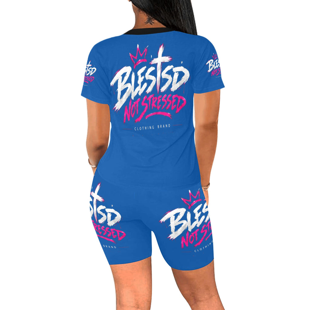 Blessed Not Stressed Women's Printed T-Shirt & Shorts Set
