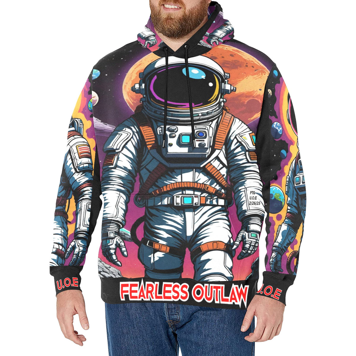 FEARLESS OUTLAW Men's Long Sleeve Fleece Hoodie (H55)
