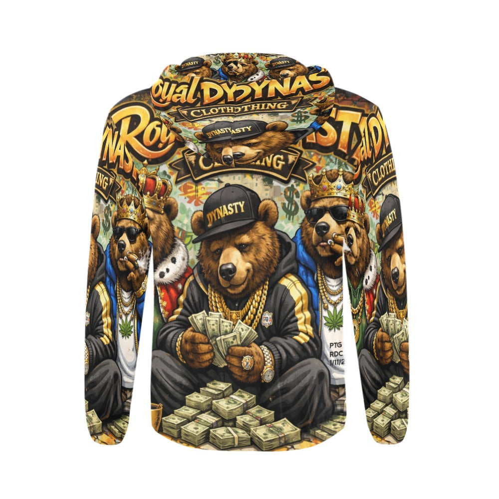 RDC LIT BEAR Men's All Over Print Full Zip Hoodie (Model H14)