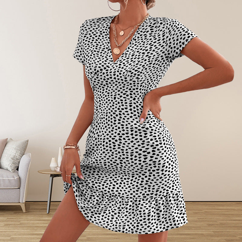 Fashion V-neck Loose Casual Floral Print Dress Women