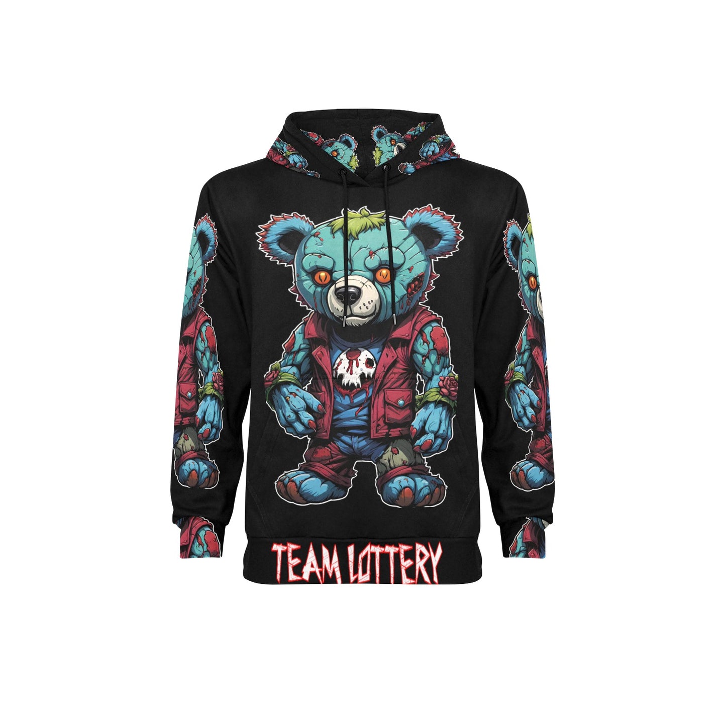 TEAM LOTTERY X ZOMBIE BEAR Men's Long Sleeve Fleece Hoodie (H55)