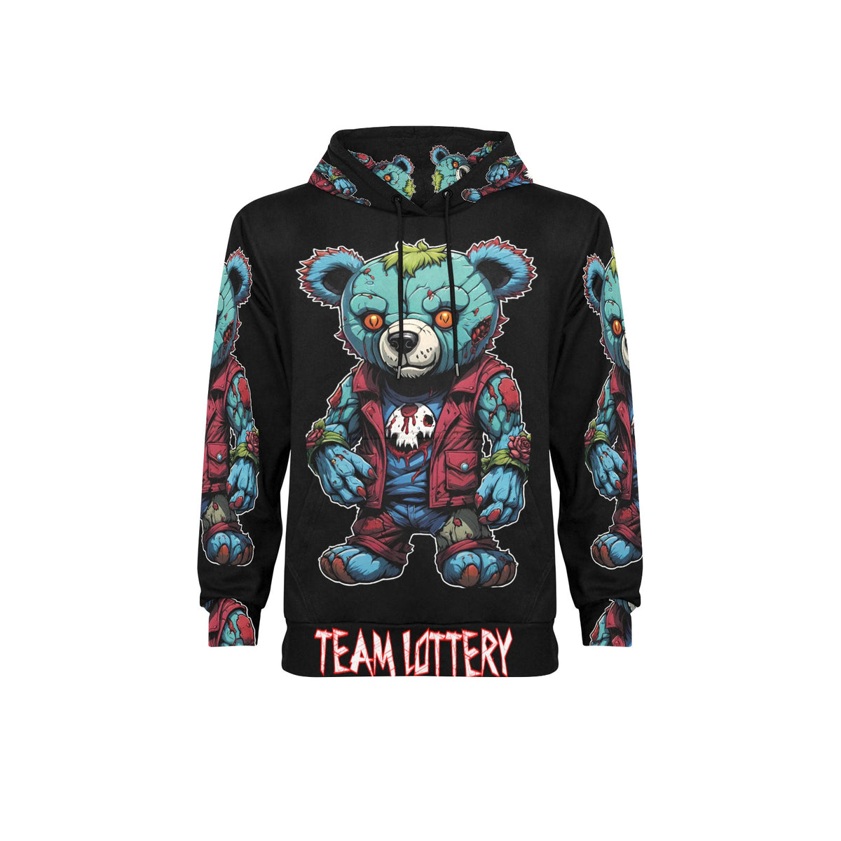 TEAM LOTTERY X ZOMBIE BEAR Men's Long Sleeve Fleece Hoodie (H55)