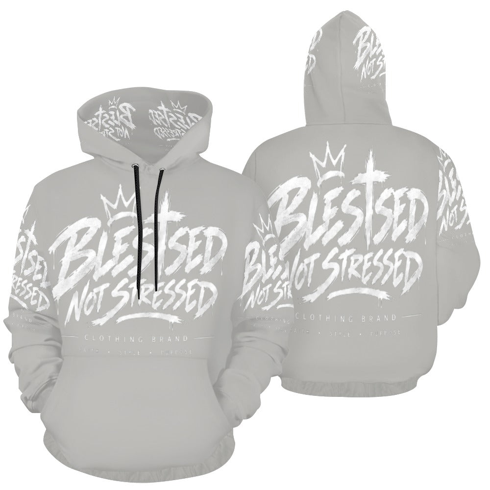 Blessed Not Stressed Men's All-Over Print Pullover Hoodie