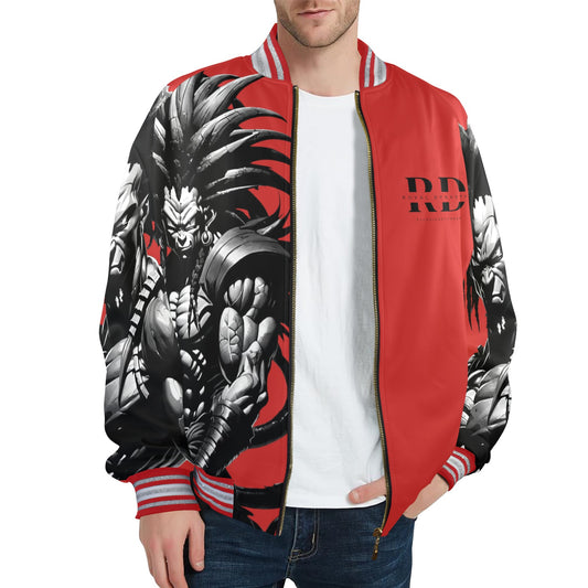 ROYAL DYNASTY ANIME  FIRE New Men's Striped Trim Bomber Jacket