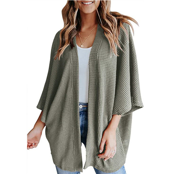 Big Sleeve Waffle Women's Cardigan
