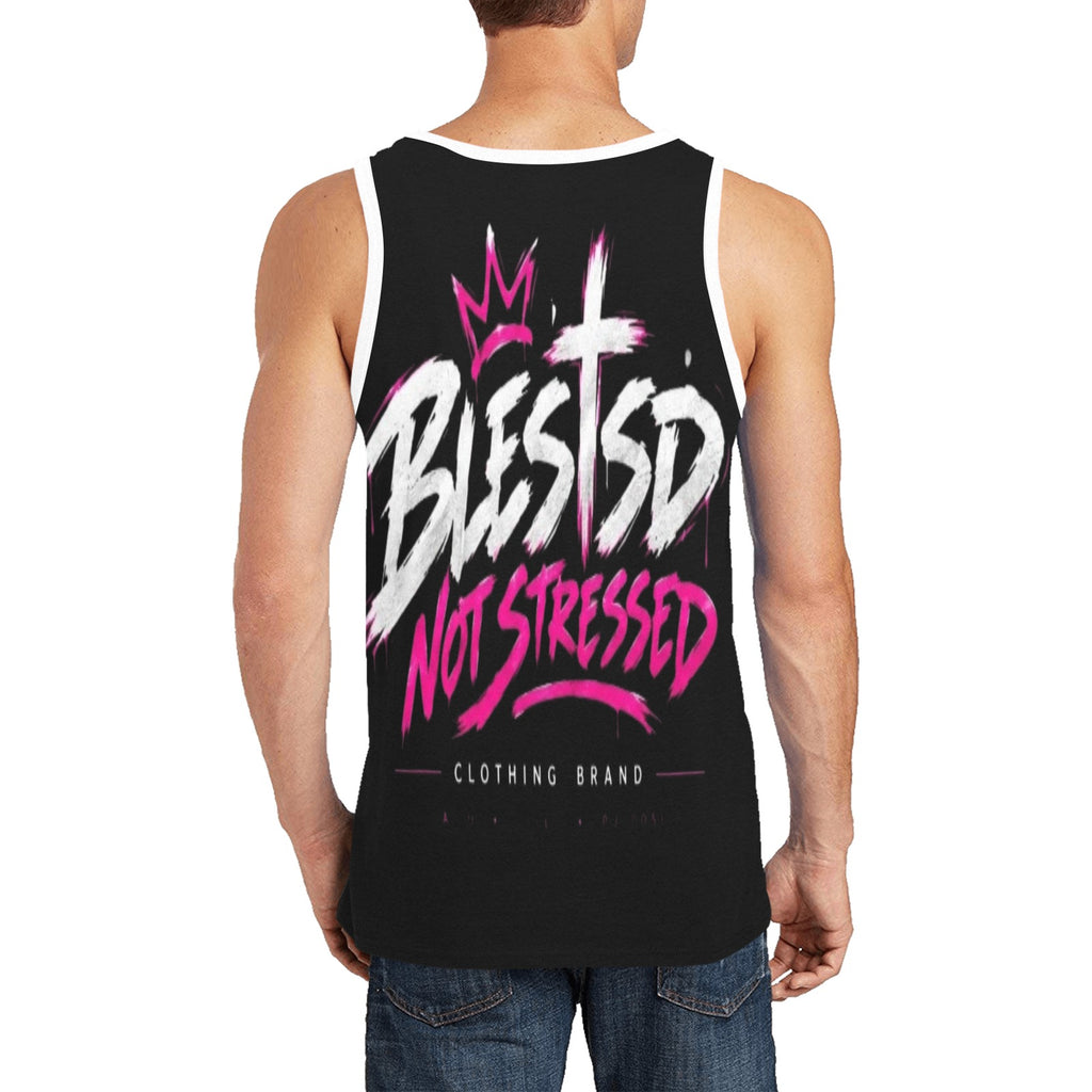 Blessed Not Stressed Men's Relaxed-Fit Graphic Tank Top