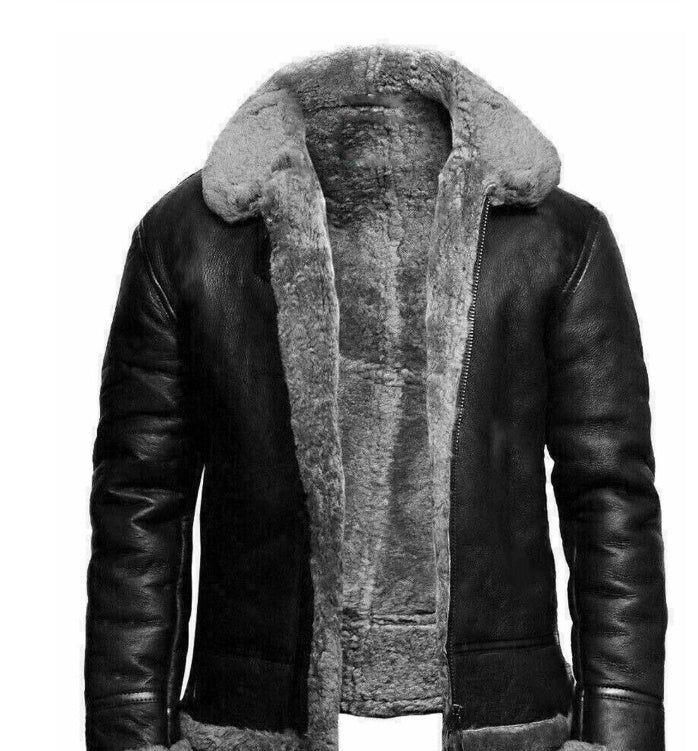 Men's fur lined leather Jacket