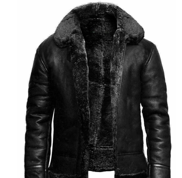 Men's fur lined leather Jacket