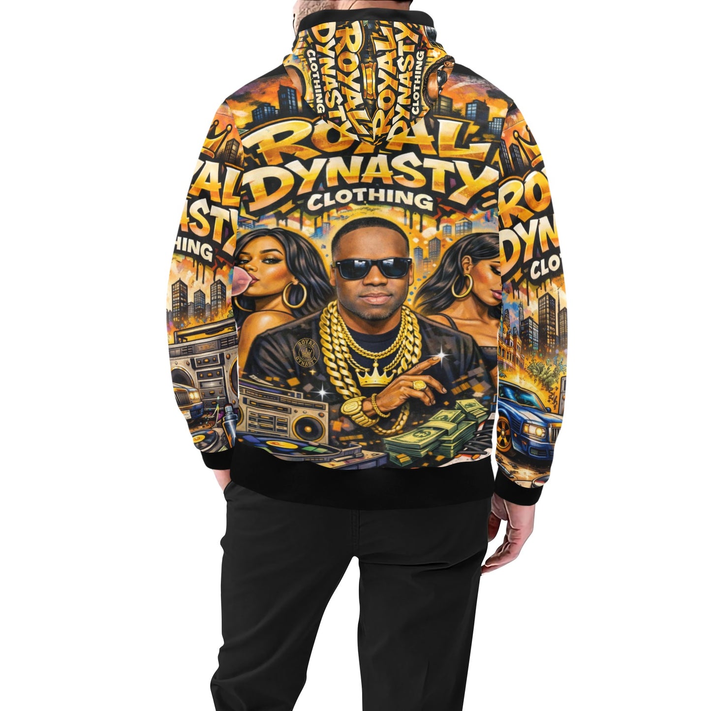 ROYAL DYNASTY BIG MONEY High Neck Pullover Hoodie for Men  H24