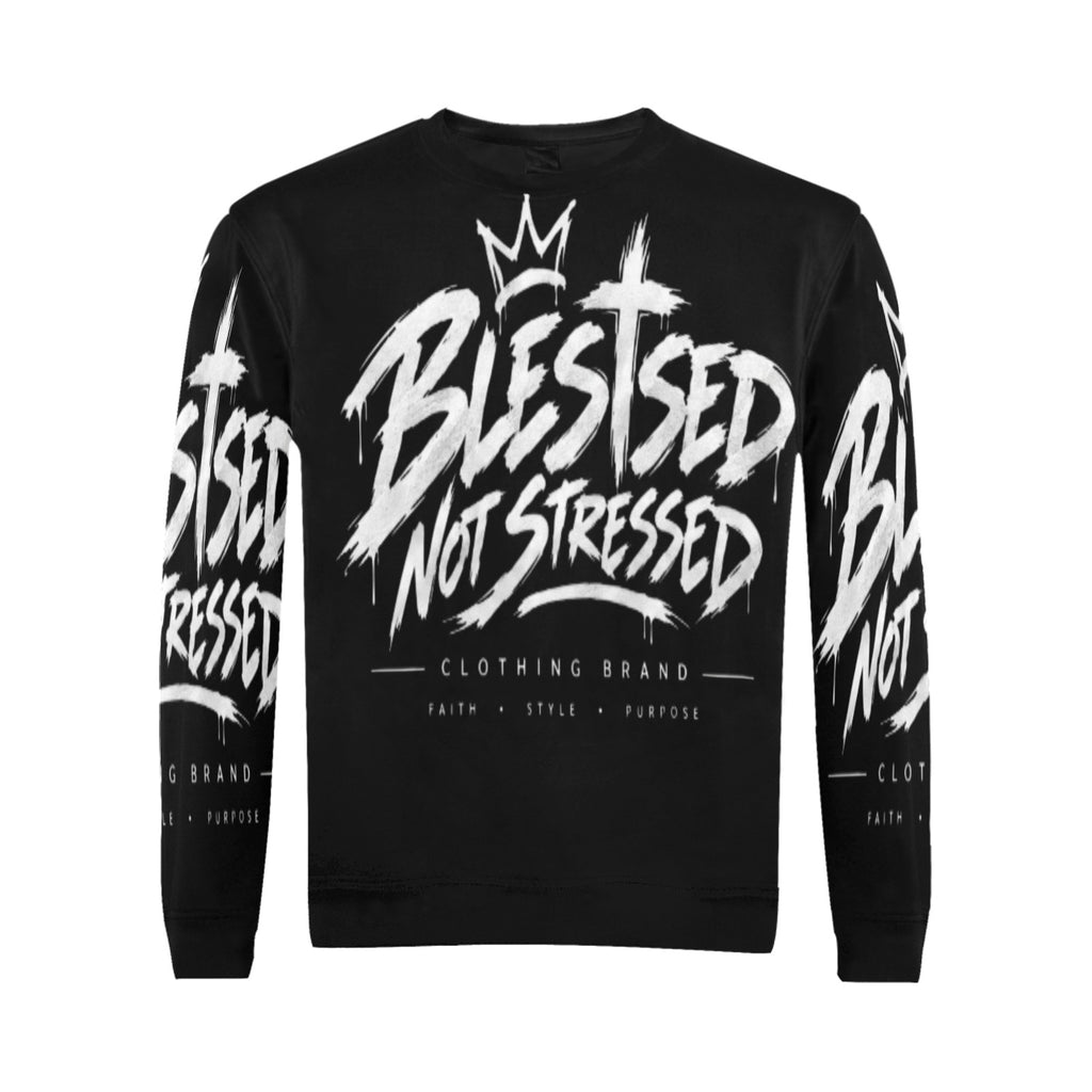 Blessed Not Stressed Men's Graphic Crewneck Sweatshirt