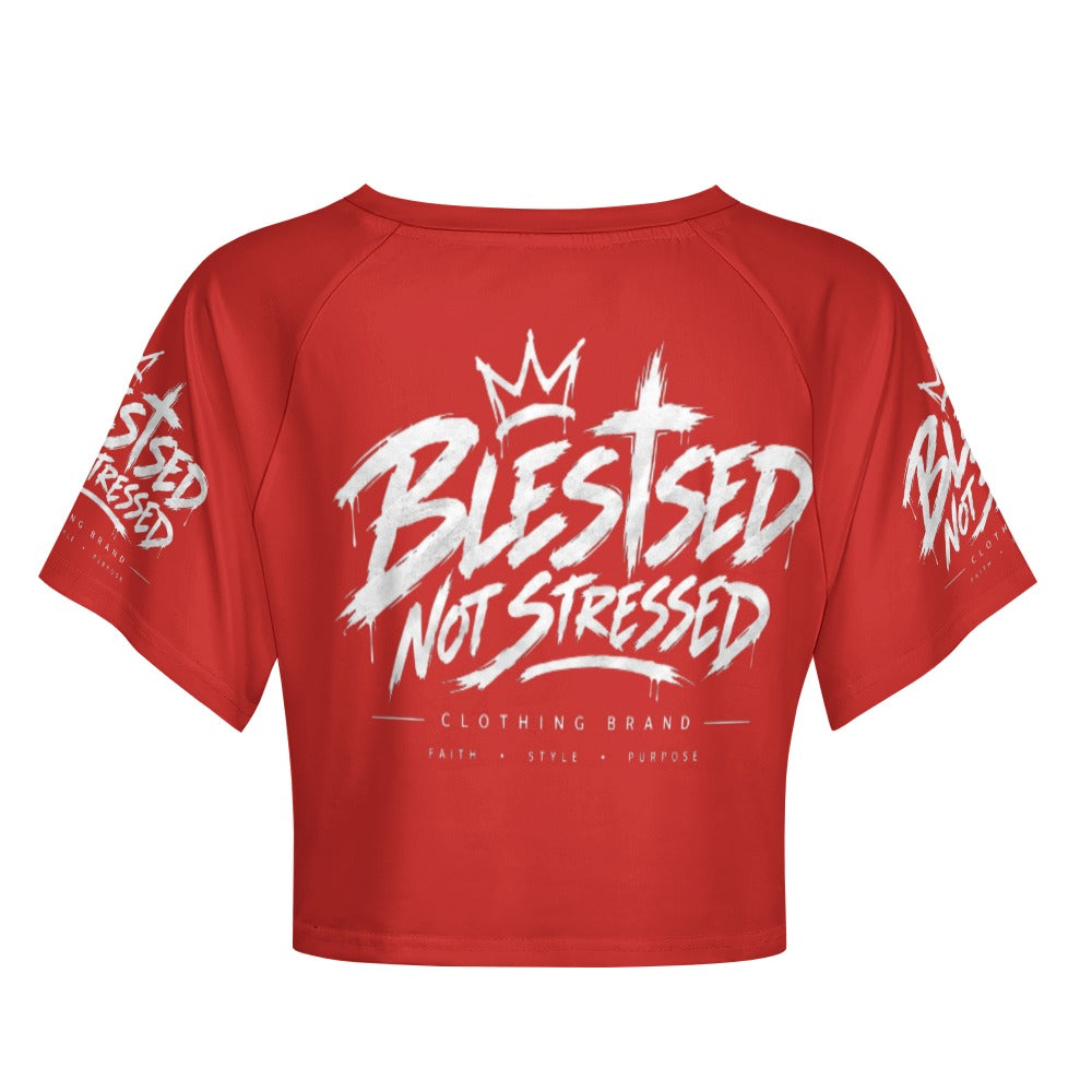 Blessed Not Stressed Women's Short Sleeve Crop Top
