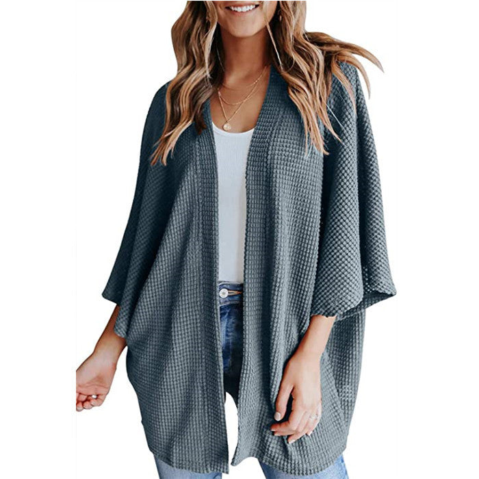 Big Sleeve Waffle Women's Cardigan