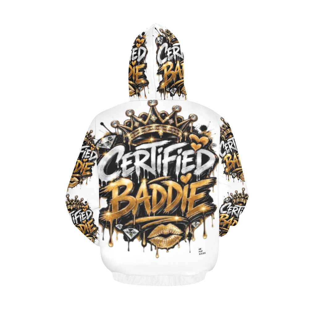 CERTIFIED BADDIE V7 Women's All Over Print Hoodie – Custom Streetwear