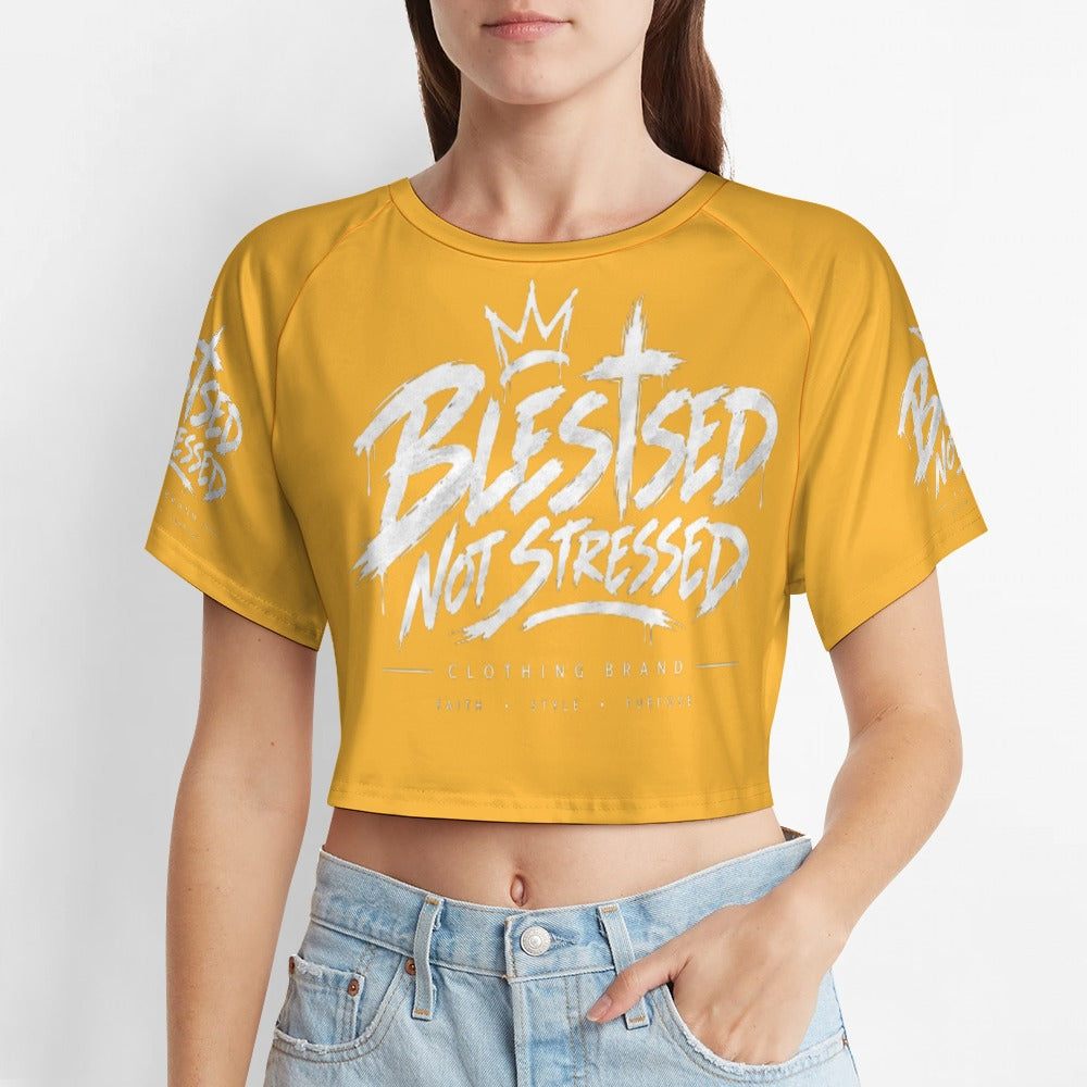 Blessed Not Stressed Women's Short Sleeve Crop Top