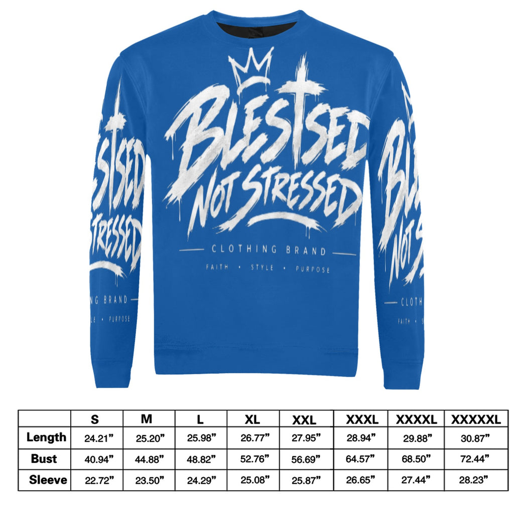 Blessed Not Stressed Men's Graphic Crewneck Sweatshirt