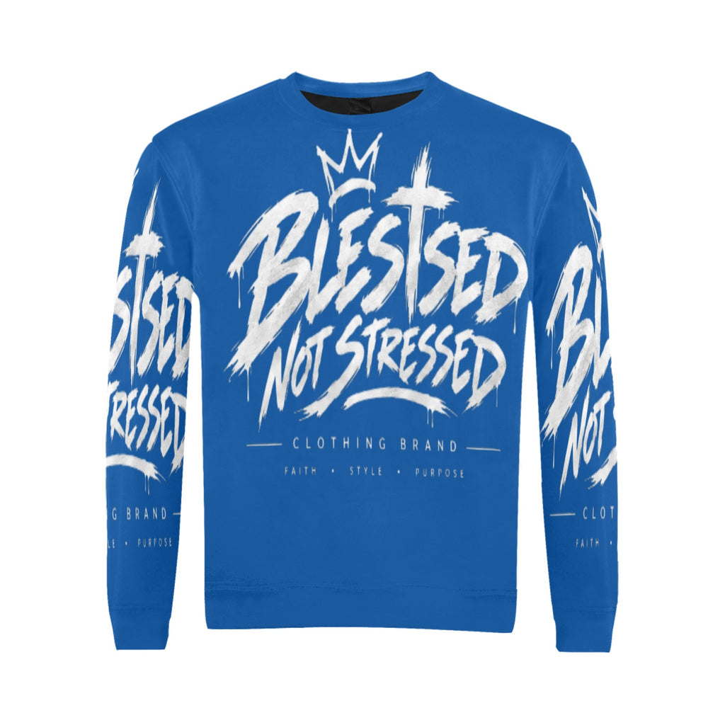 Blessed Not Stressed Men's Graphic Crewneck Sweatshirt