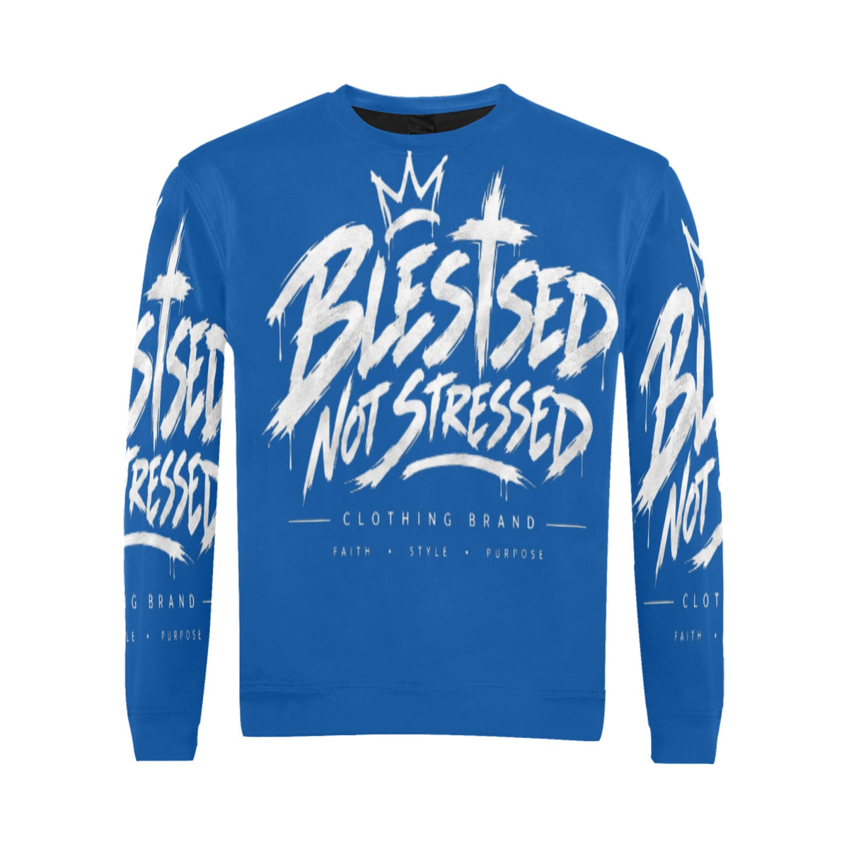 Blessed Not Stressed Men's Graphic Crewneck Sweatshirt
