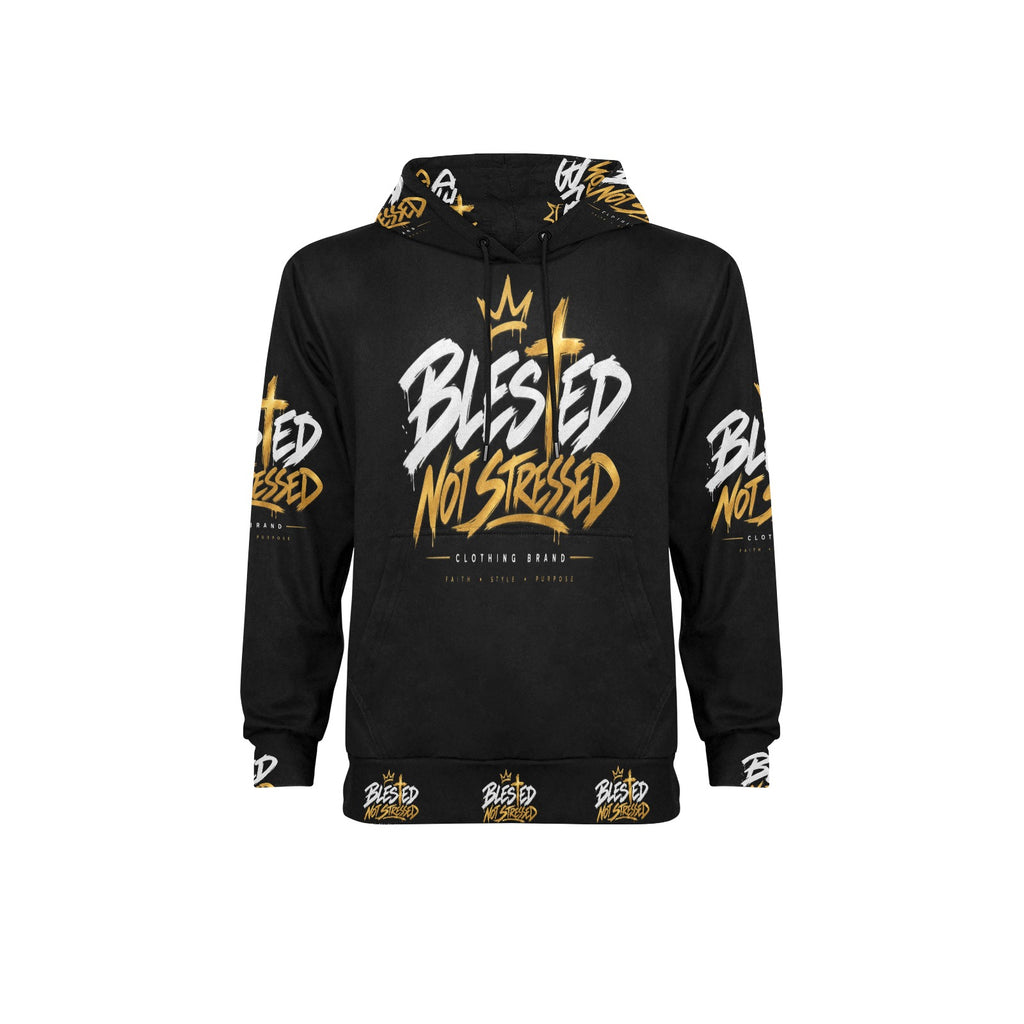 Blessed Not Stressed Men's Fleece Pullover Hoodie