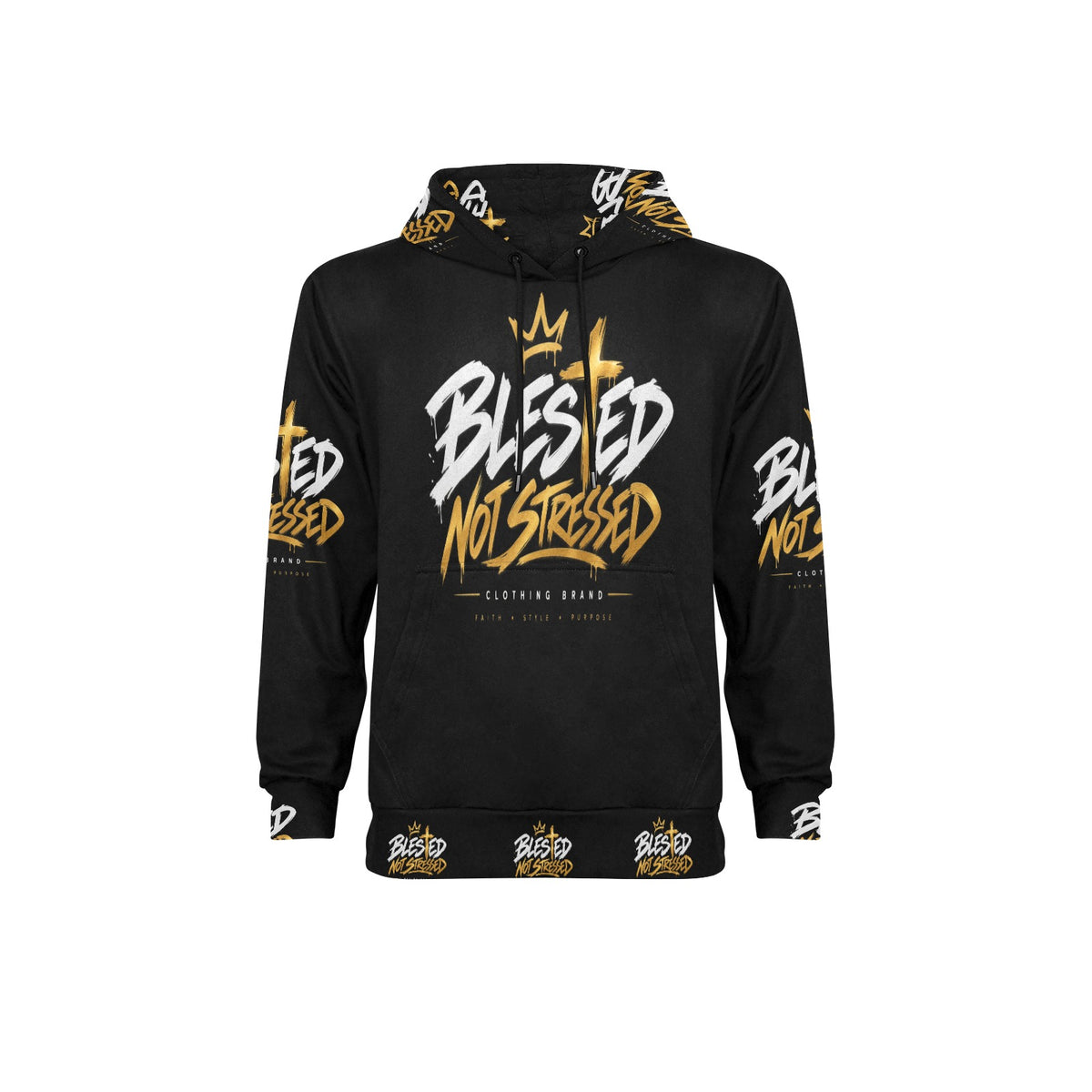 Blessed Not Stressed Men's Fleece Pullover Hoodie