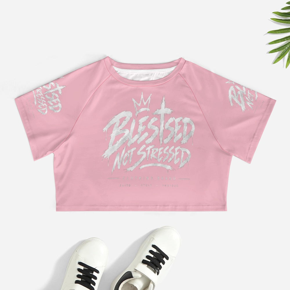 Blessed Not Stressed Women's Short Sleeve Crop Top