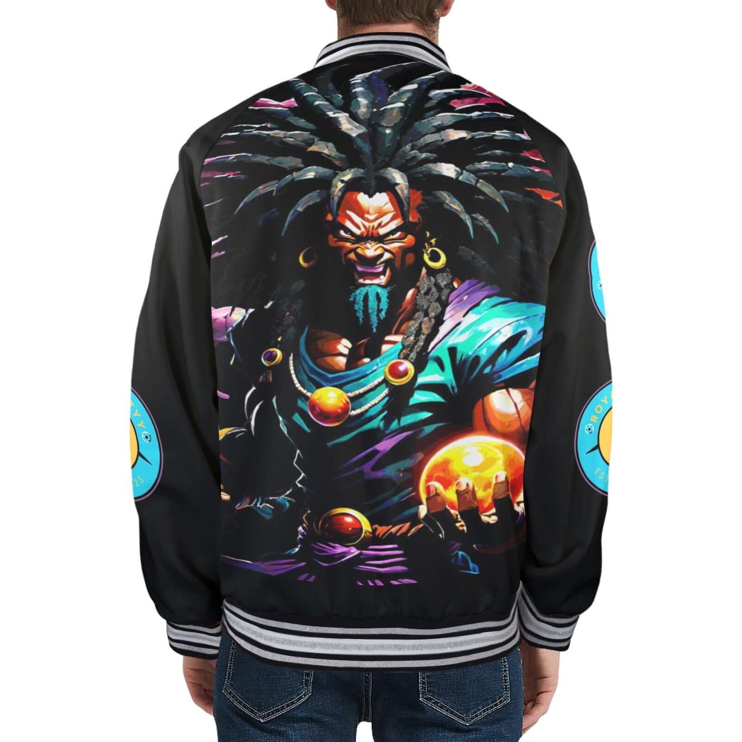 ROYAL DYNASTY LEGENDS NEVER DIE Men's Striped Trim Bomber Jacket