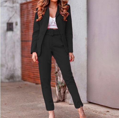 Autumn And Winter Women's Long-sleeved Trousers Two-piece Suit