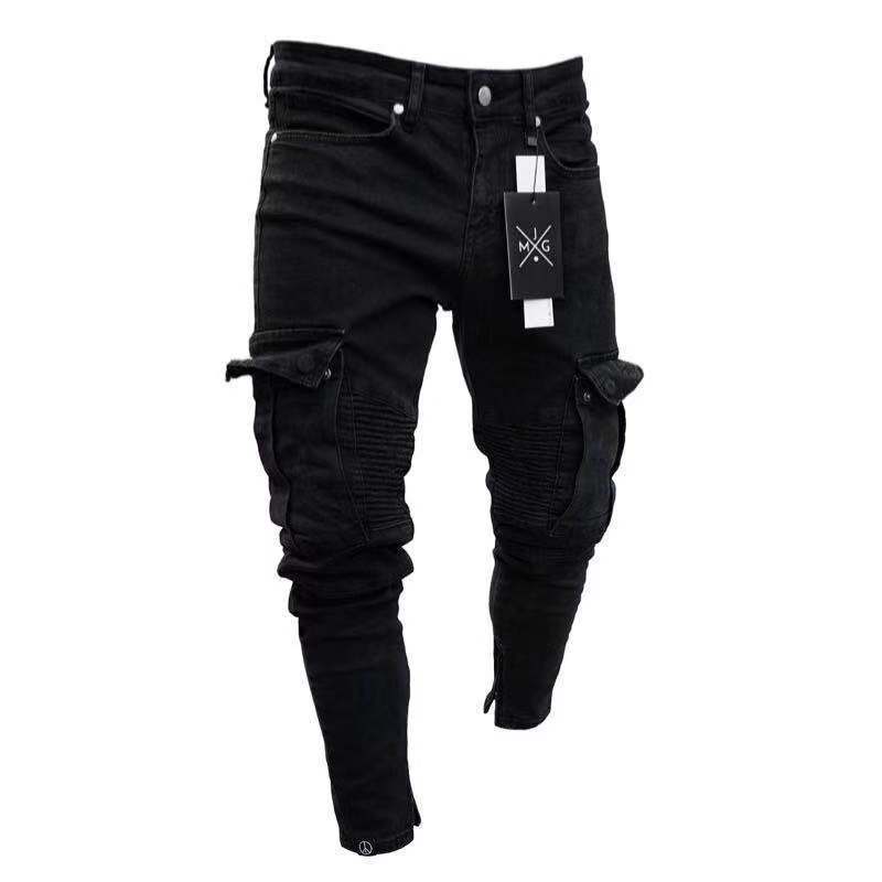 Trendy Knee Hole Zipper Pants