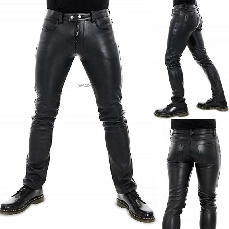 Solid Color Elastic premium Men's Leather Pants