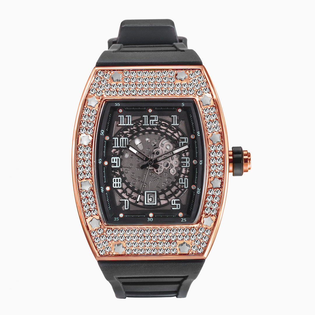 Full Diamond Luxury Silicone Band Watch for Men