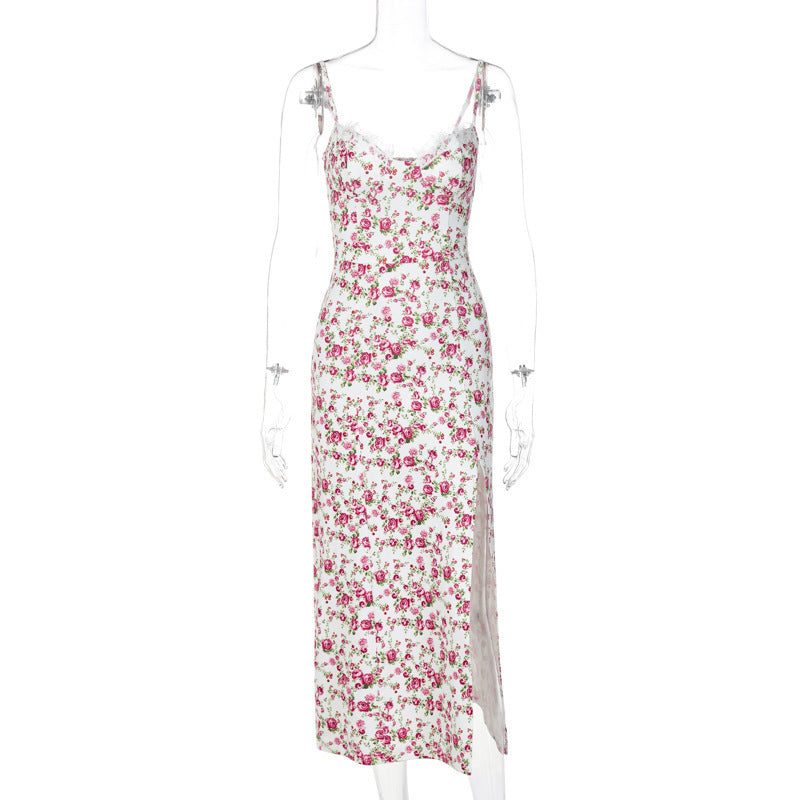 Floral print slit dress