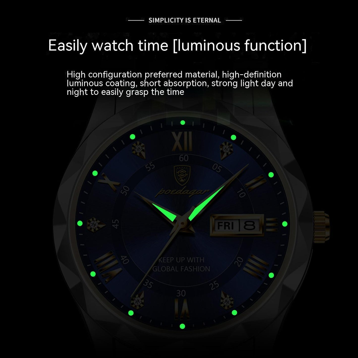 Men's luxury waterproof Double Calendar Luminous  Watch