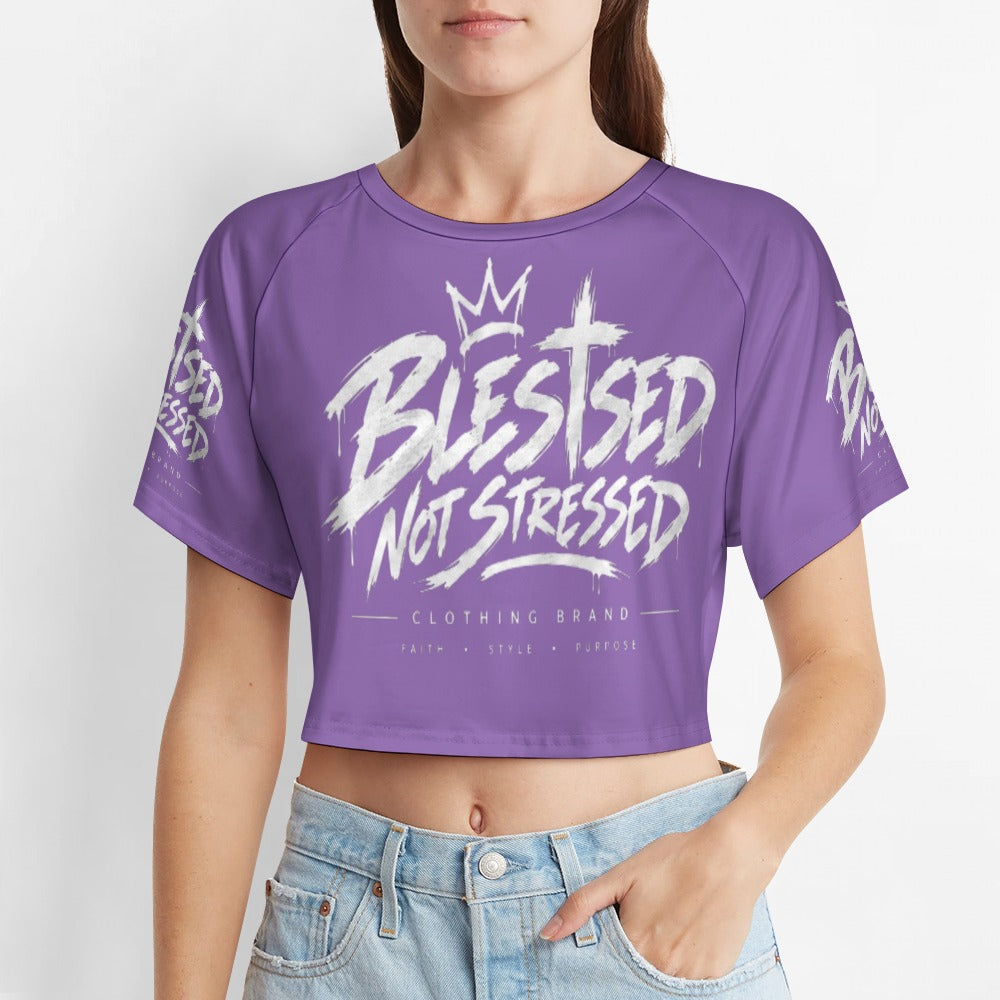 Blessed Not Stressed Women's Short Sleeve Crop Top