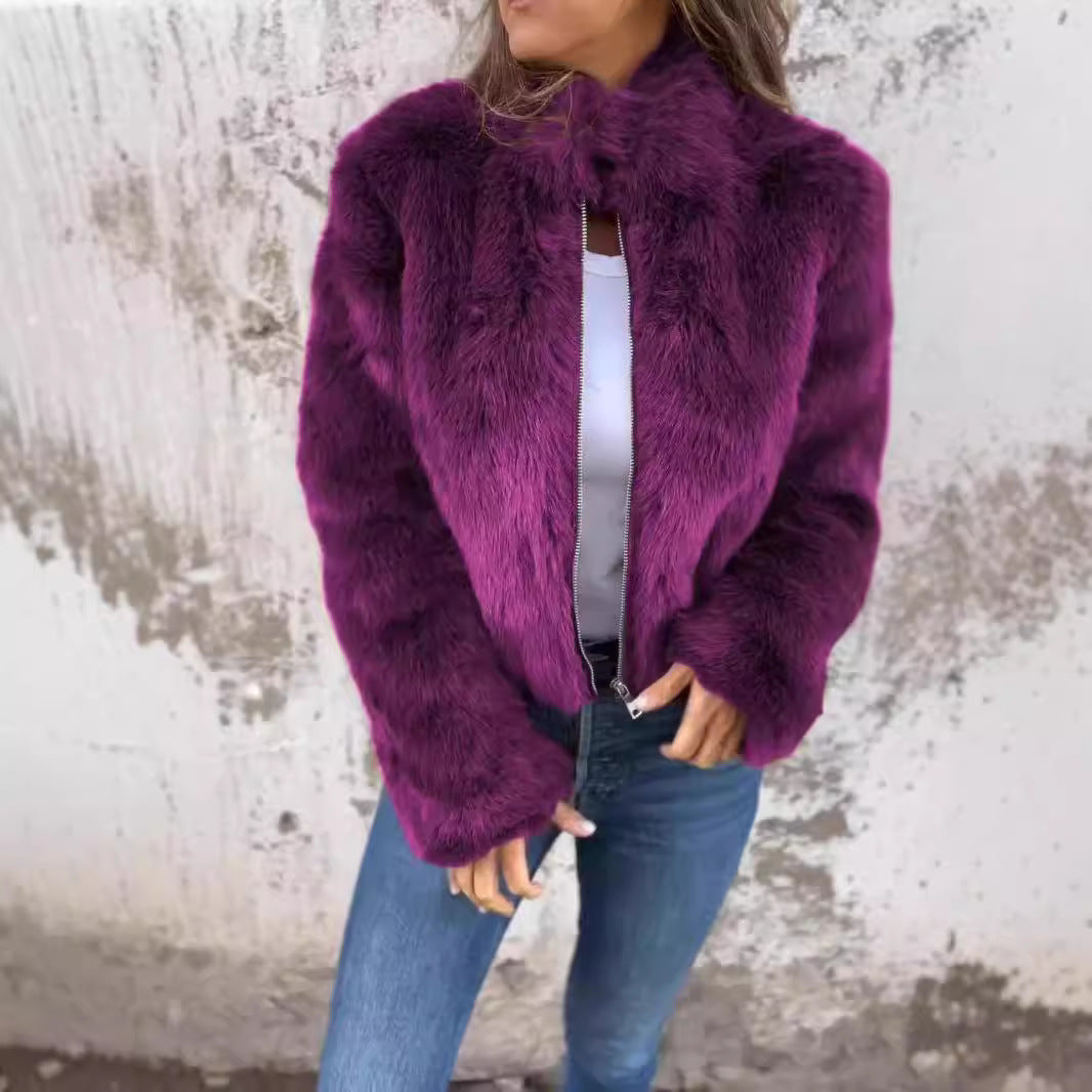 Fashion Stand Collar Plush Jacket