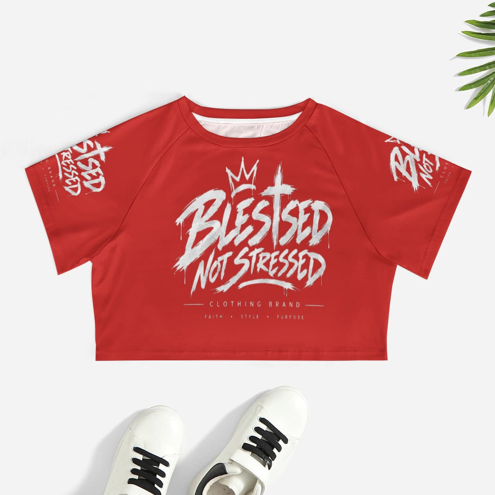 Blessed Not Stressed Women's Short Sleeve Crop Top