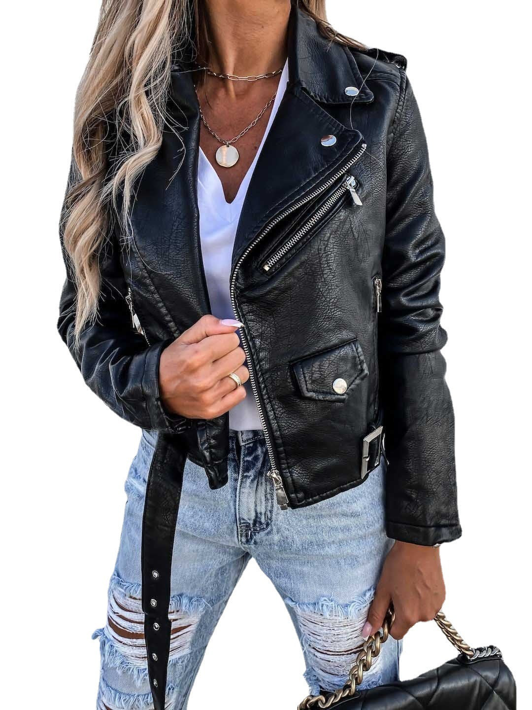 Jacket Top PU Leather Coat