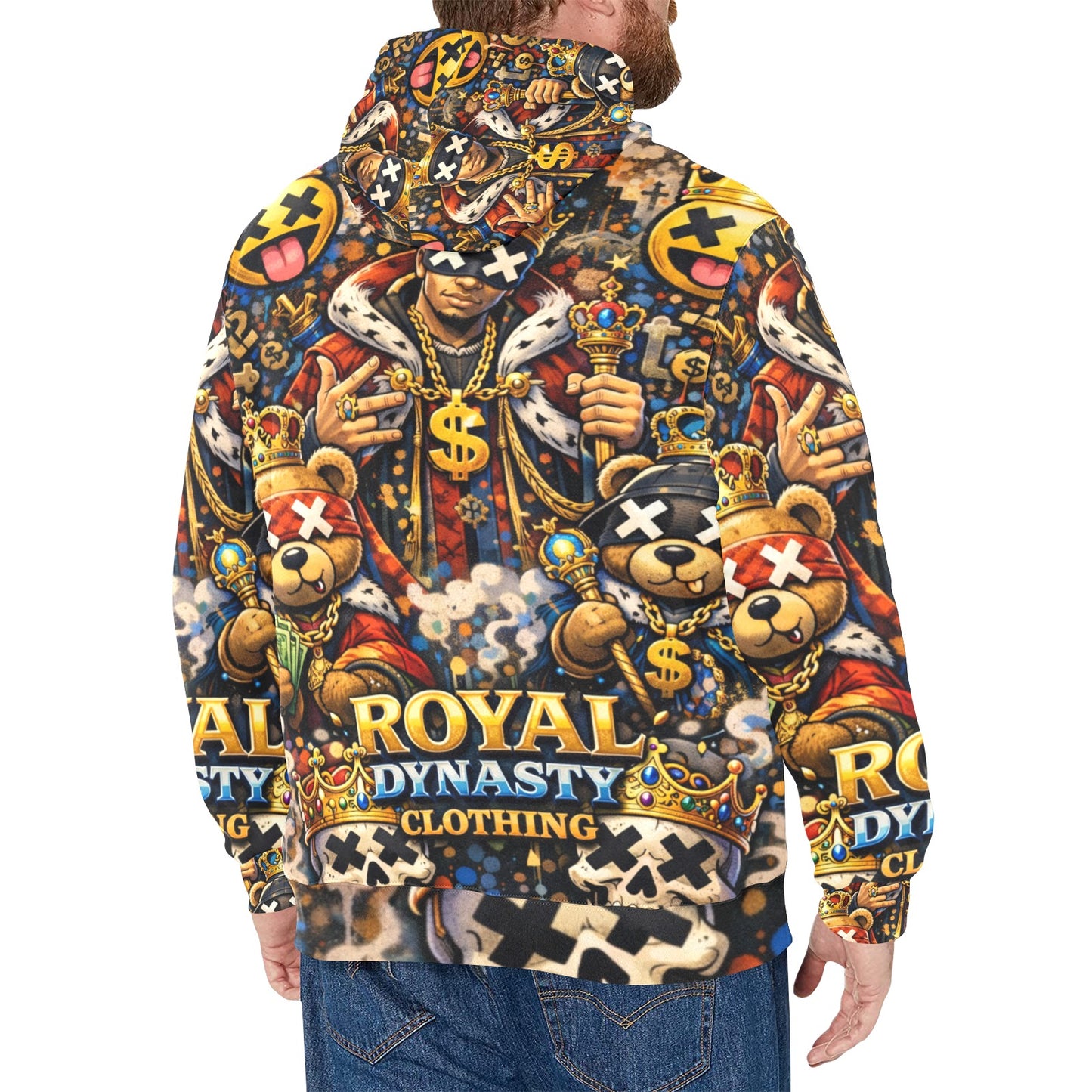 RDC KING EMOJI Men's Long Sleeve Fleece Hoodie (H55)