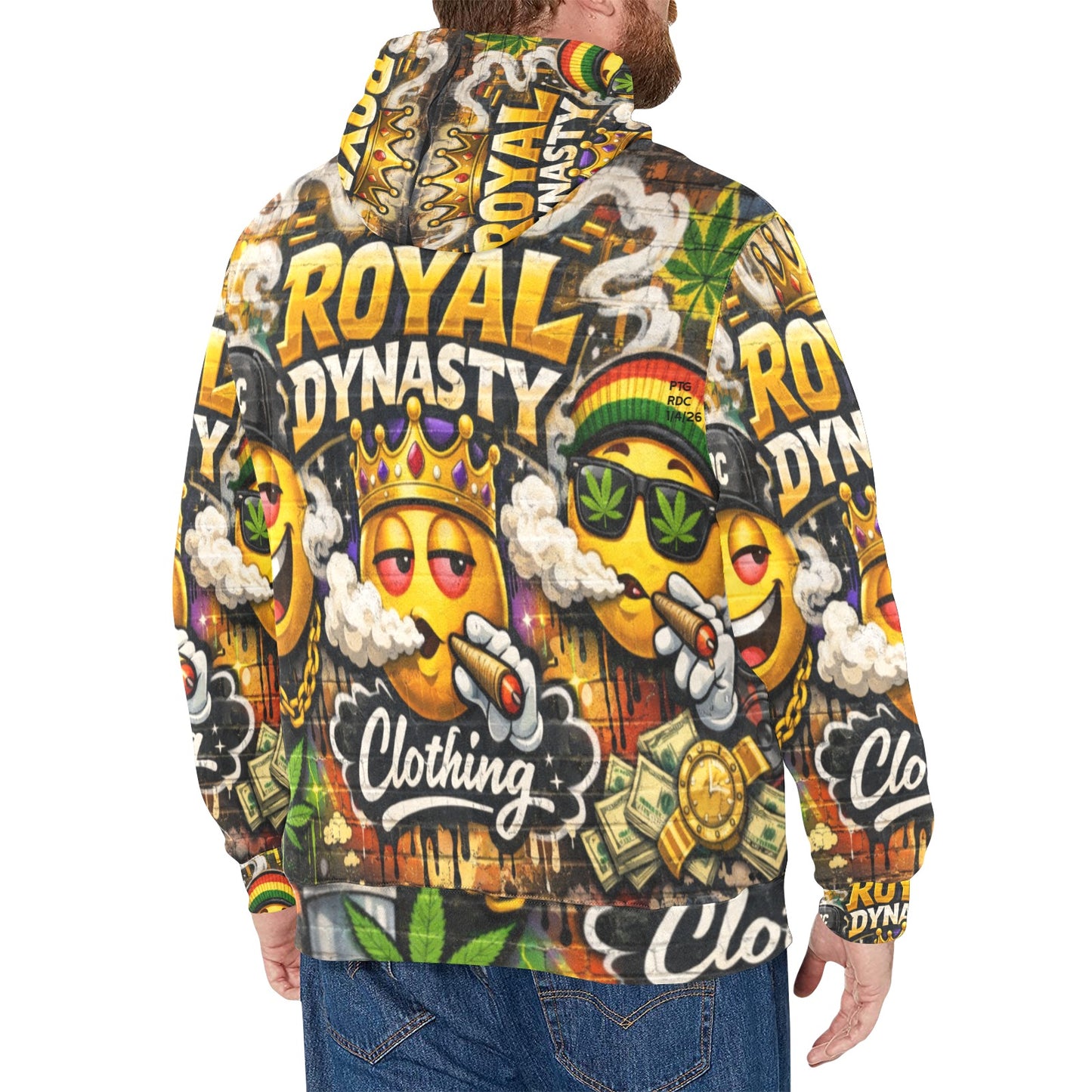 RDC LIT EMOJI RASTA Men's Long Sleeve Fleece Hoodie (H55)