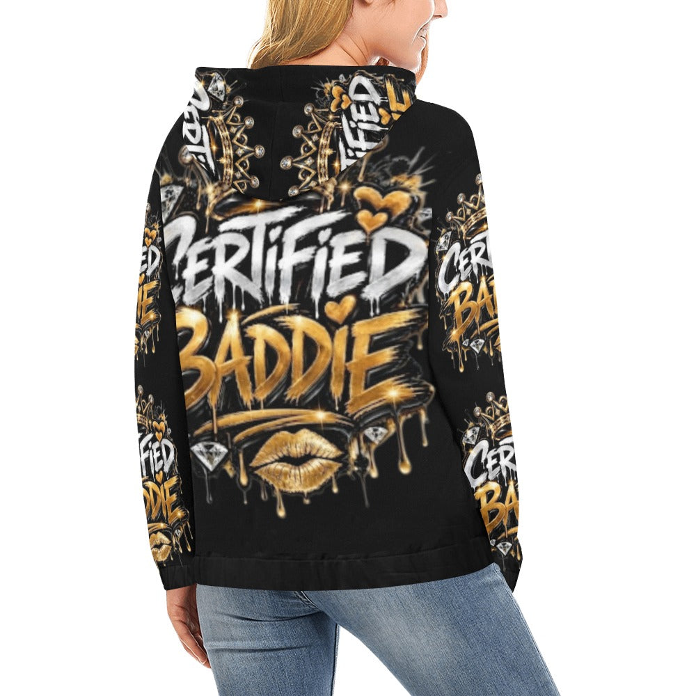 CERTIFIED BADDIE V7 Women's All Over Print Hoodie – Custom Streetwear