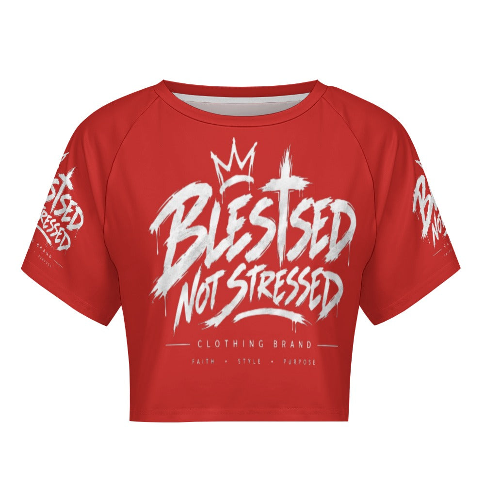 Blessed Not Stressed Women's Short Sleeve Crop Top