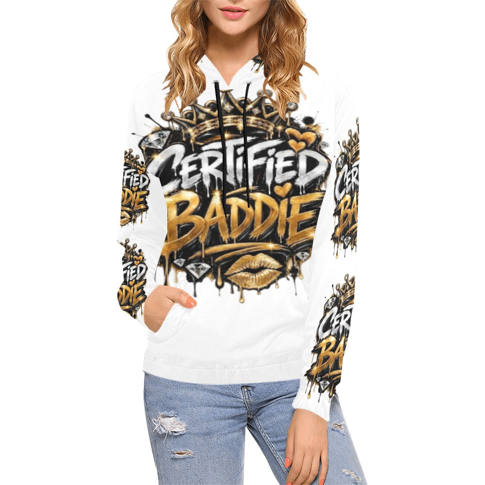 CERTIFIED BADDIE V7 Women's All Over Print Hoodie – Custom Streetwear