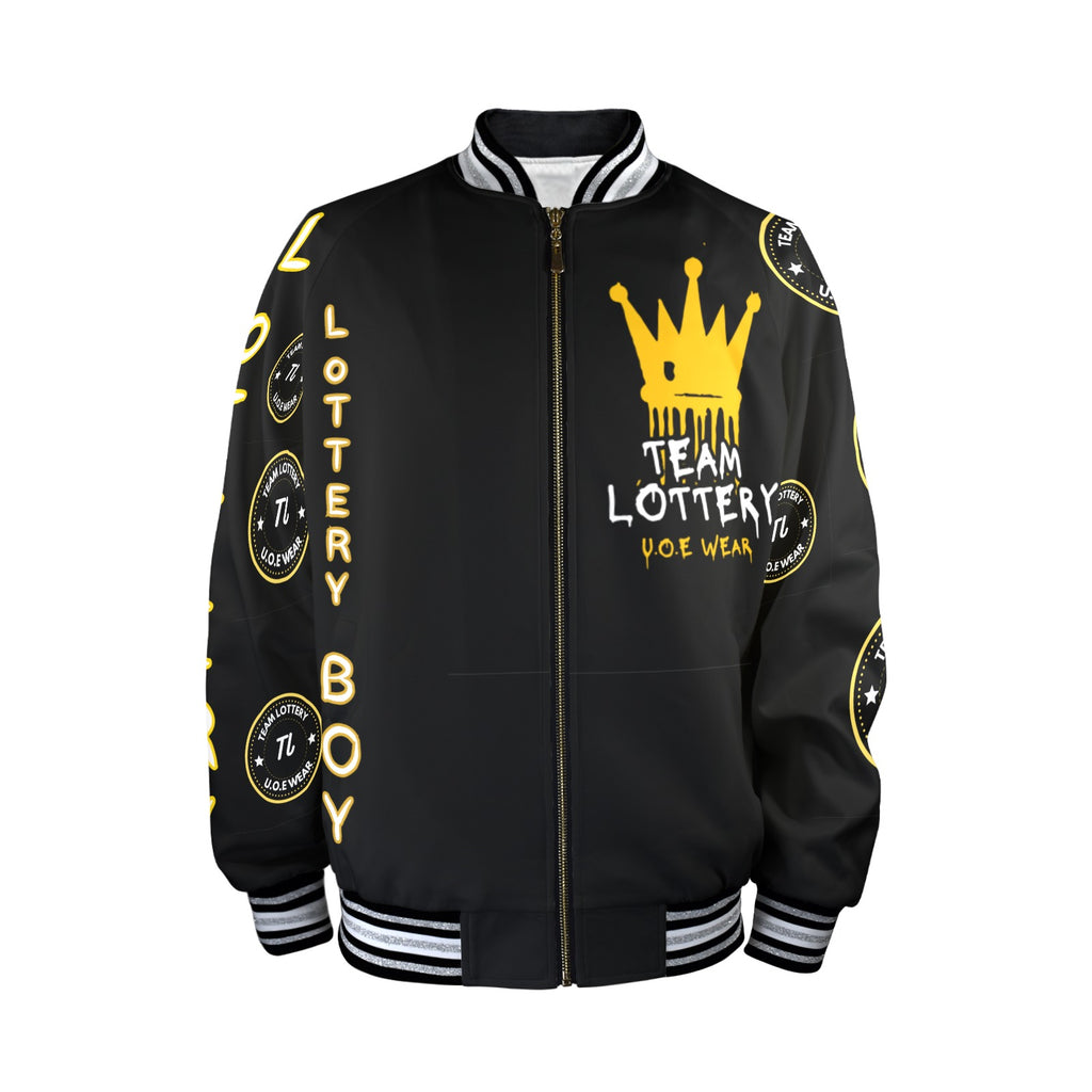 TEAM LOTTERY U.O.E WEAR Men's Striped Trim Bomber Jacket – New Edition
