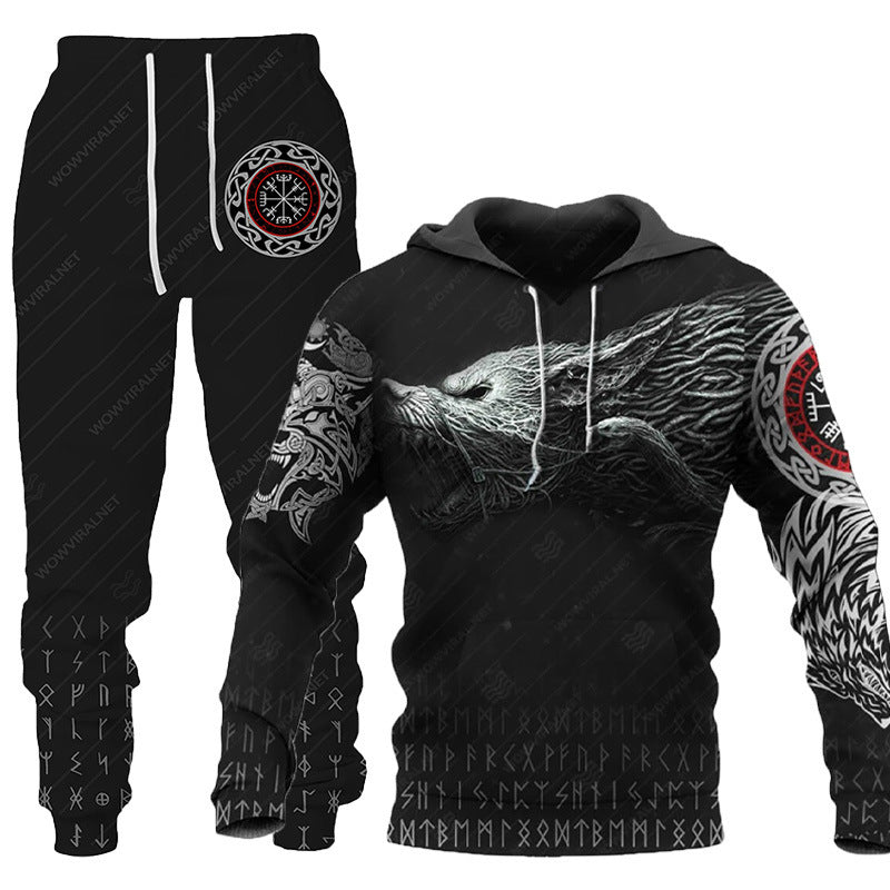 3D Wolf Print Tracksuit Set