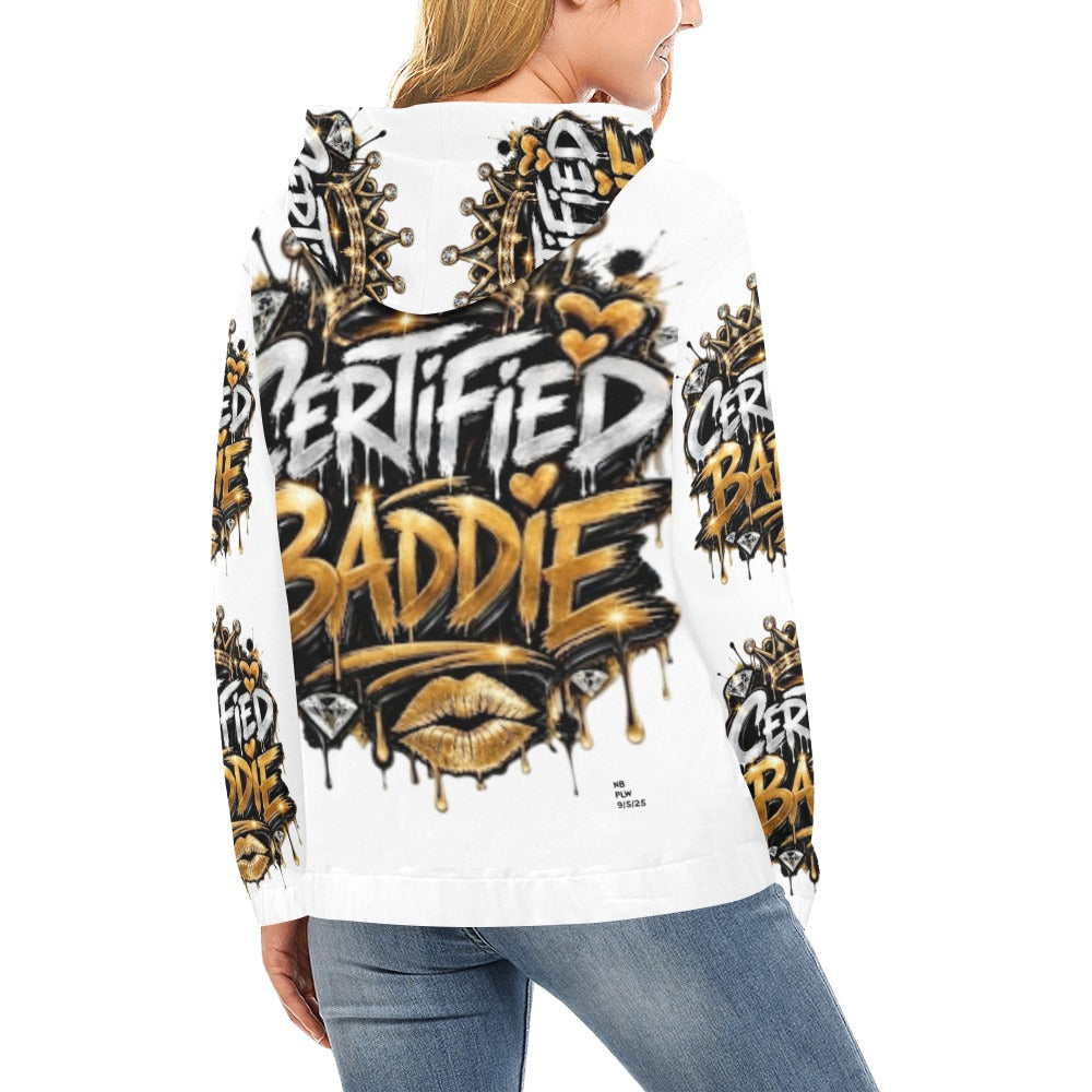 CERTIFIED BADDIE V7 Women's All Over Print Hoodie – Custom Streetwear